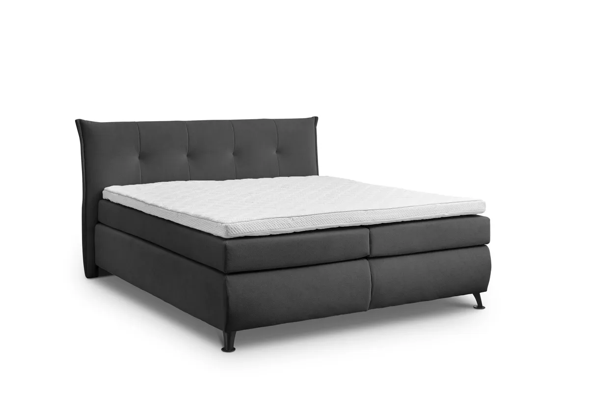 Boxspringbett HAROA- Liegefläche ca. 180x200 cm, Stoff, Anthrazit, Bonell/Bonell