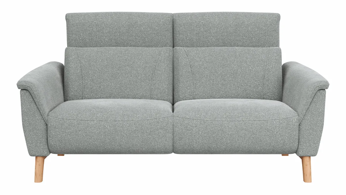 Sofa Nevin - 2,5-Sitzer inkl. Kopfpolsterverstellung, Stoff, Silbergrau