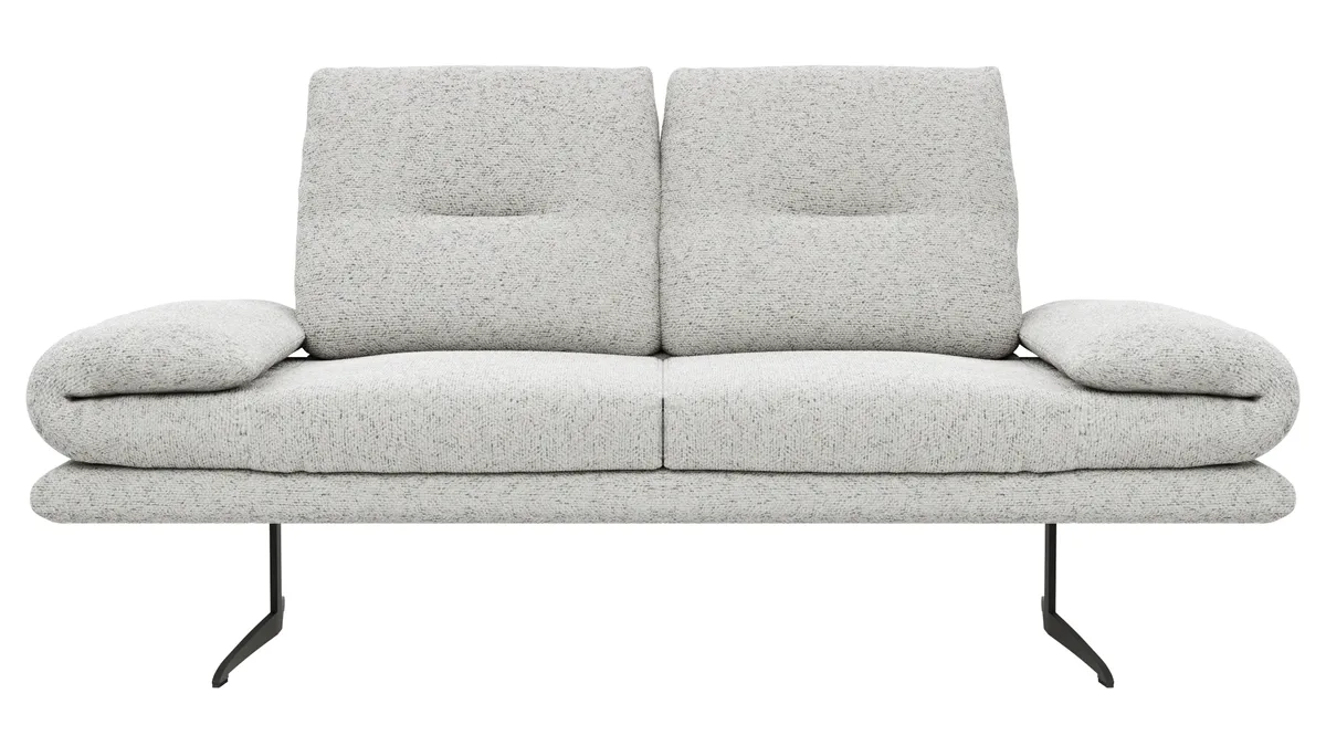 Sofa Lucero 2.0 - 2-Sitzer klein inkl. Drehsitz, Rollout-Armlehne und Sitztiefe verstellbar, Stoff, Offwhite