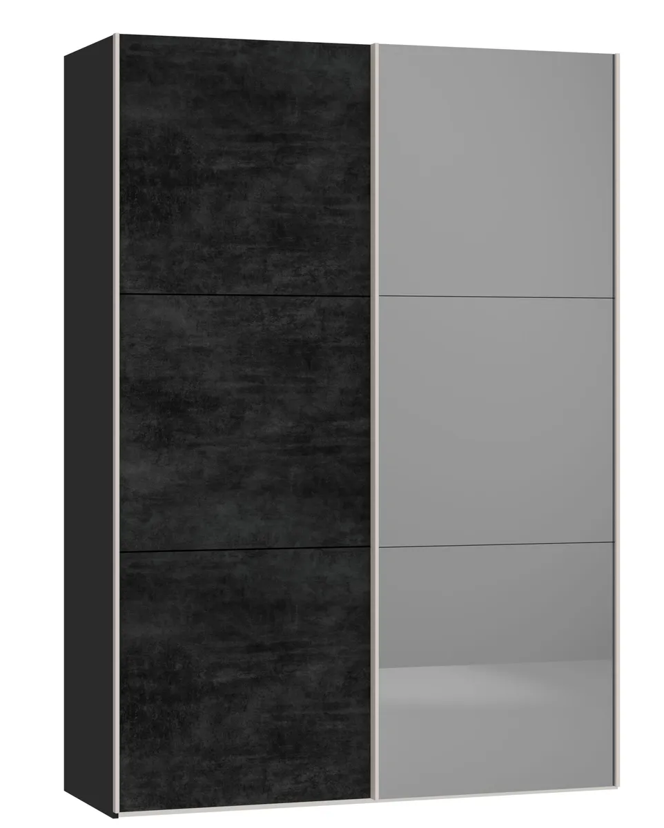 Schwebetpürenschrank JOIN IT- B ca. 152 cm, Schwarz, Graphit, Spiegel Dunkel