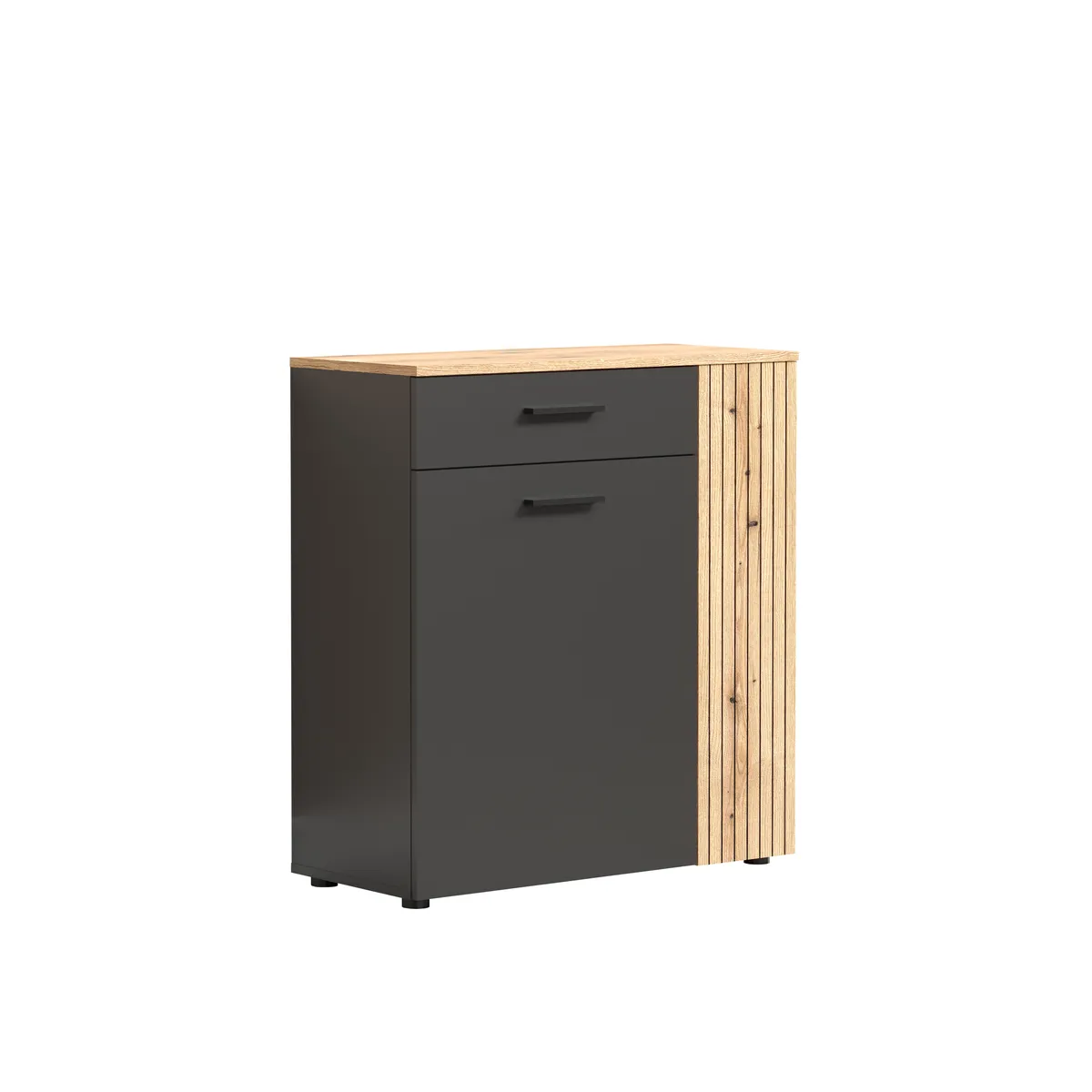 Kommode - B ca. 80 cm,  Anthrazit, Eiche Coast Evoke Nachbildung