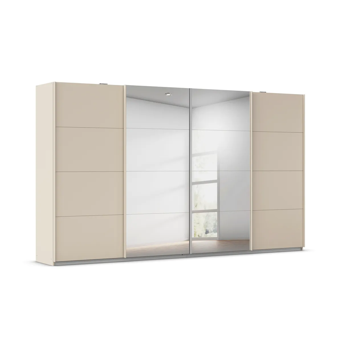 Schwebetürenschrank RIKK- B ca. 361 cm, Champagner, Spiegel
