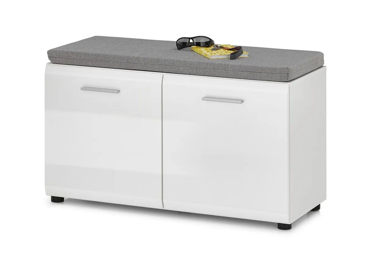 Schuhbank- Weiß, Weiß, Hochglanz