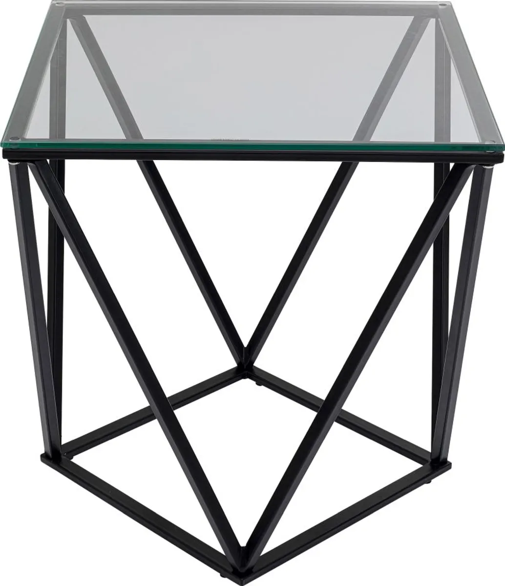 Beistelltisch - BHT ca. 50x55x50 cm, Stahl, Schwarz, Glas, Klar
