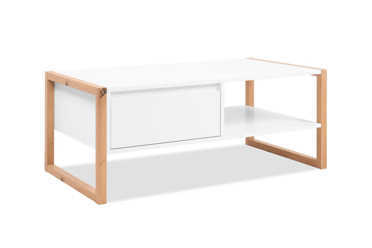 Couchtisch - LB ca. 100x55 cm, Weiß, Artisan Eiche Nachbildung