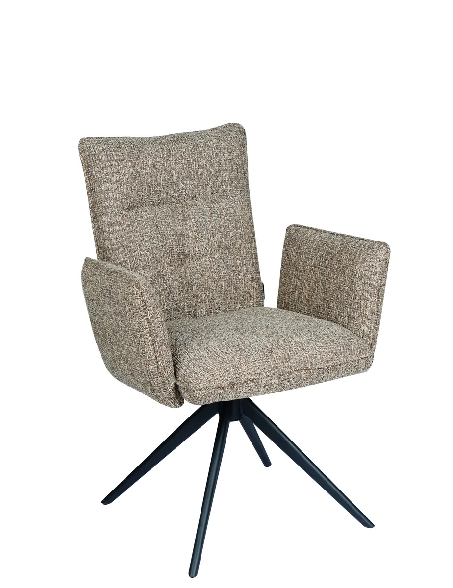 Armlehnstuhl MARCIA - drehbar, Stoff, Braun