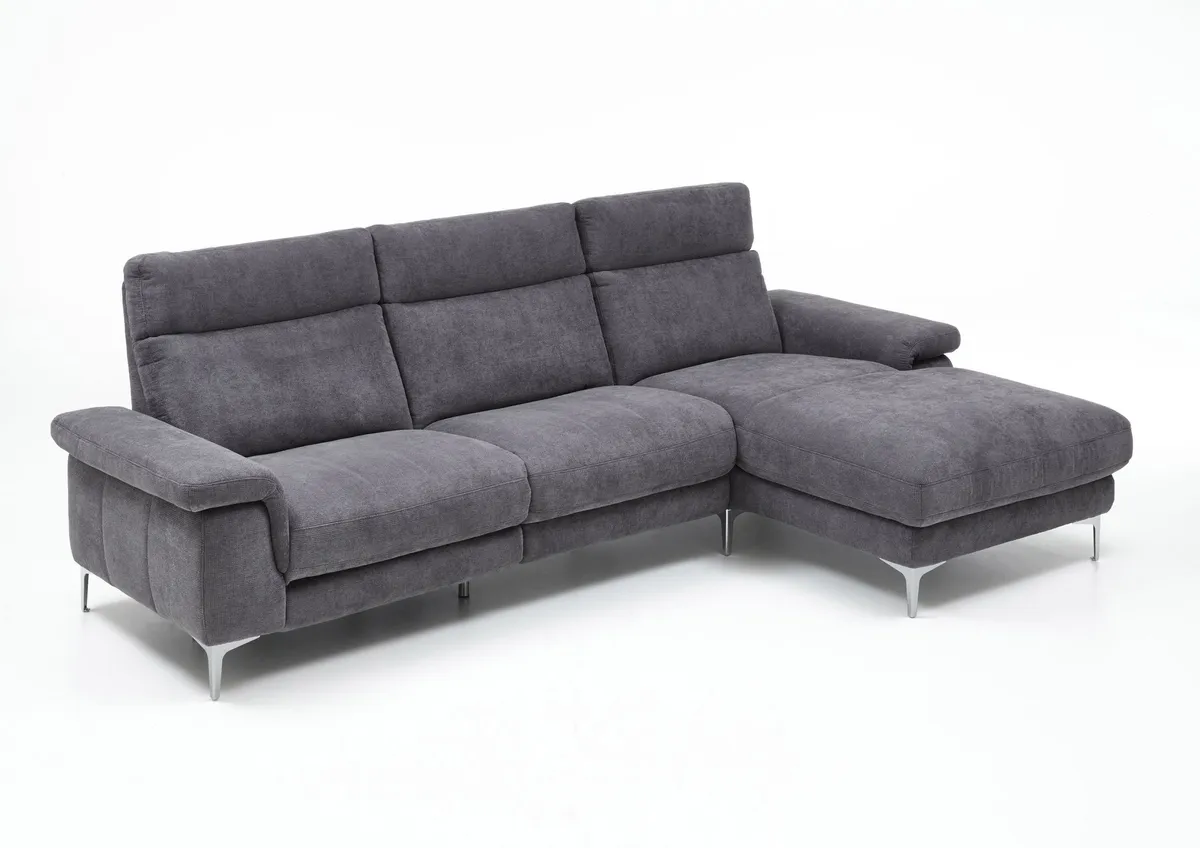 Sofa - 2-Sitzer mit Longchair rechts, Stoff, Grau