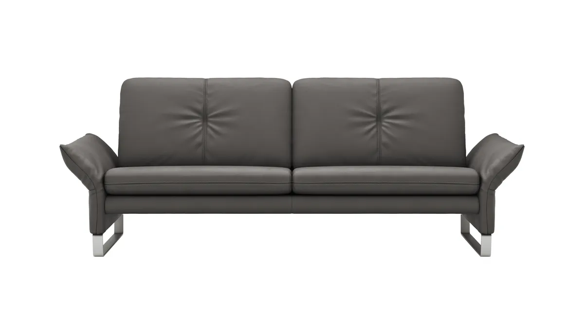 Sofa Tenero - 3-Sitzer inkl. Armlehne verstellbar, Leder, Anthrazit