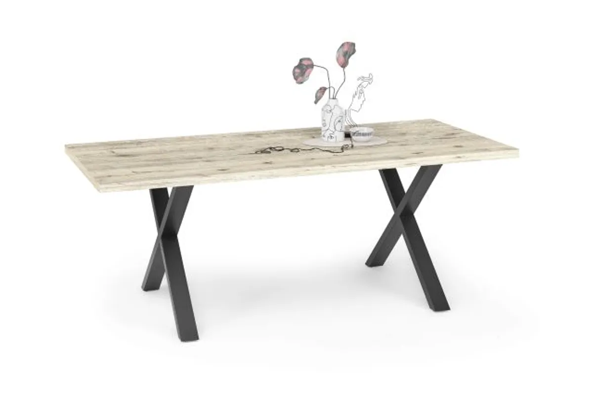 Esstisch - LB ca. 180x90 cm, Sandeiche, Schwarz