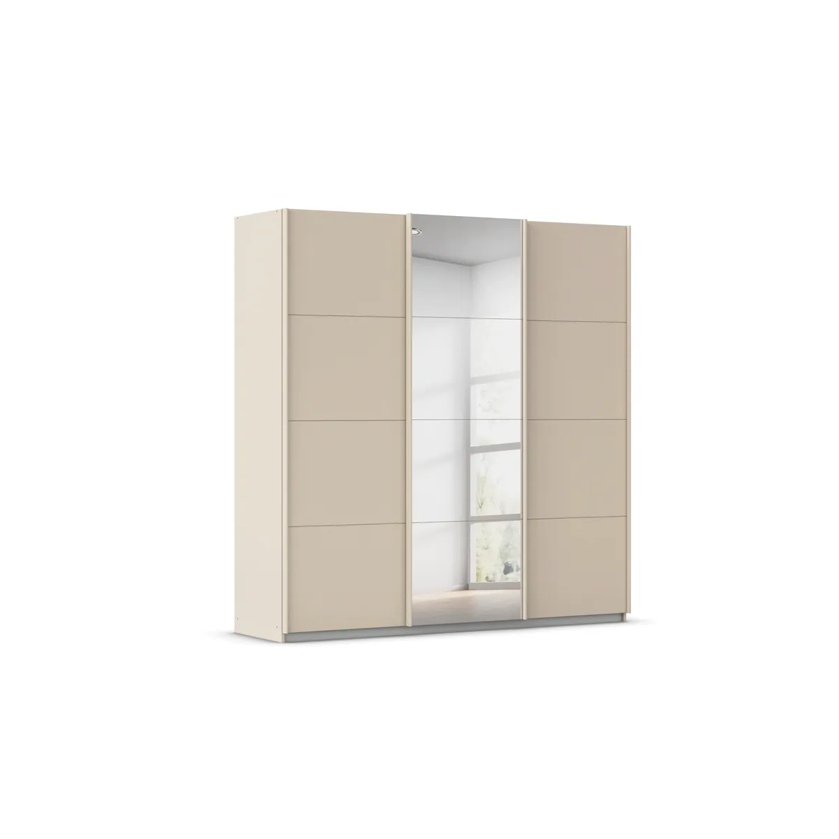 Schwebetürenschrank RIVASA- B ca. 203 cm, Champagner, Spiegel