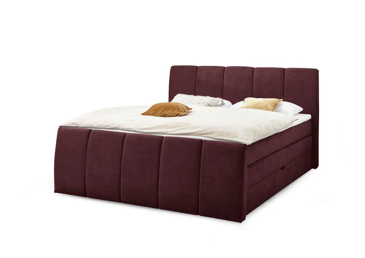 Boxspringbett- Liegefläche ca. 180x200 cm, Stoff, Rotbraun