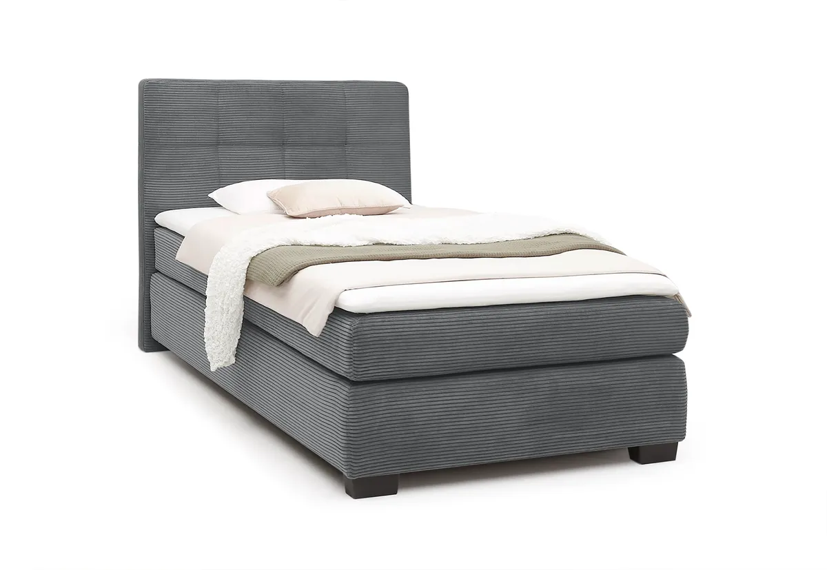 Boxspringbett JILA- Ligefläche ca. 120x200 cm, Stoff, Grau