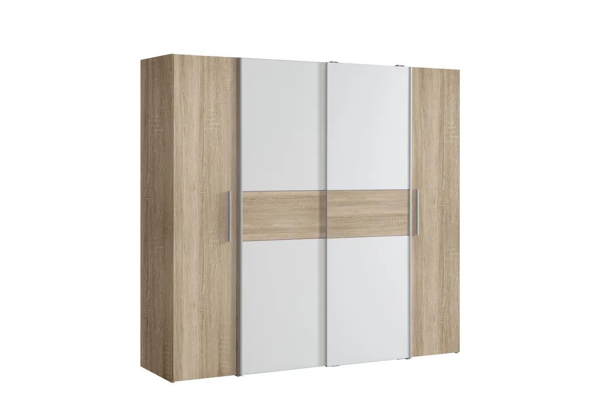 Kleiderschrank FLAVI - B ca. 200,1 cm, Eiche Dekor, Weiß