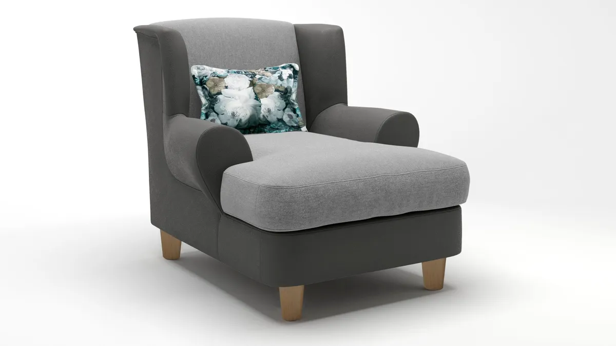 Sessel  - Loveseat, Microfaser/Anthrazit und Chenille/Grau