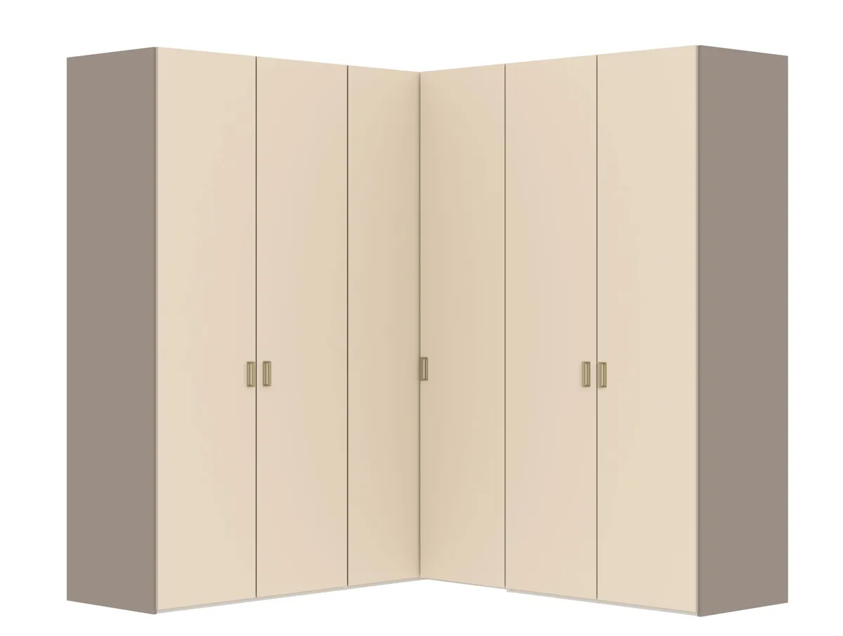 Eckschrank JOIN IT- B ca. 203 cm,  Nougat, Glas, Creme