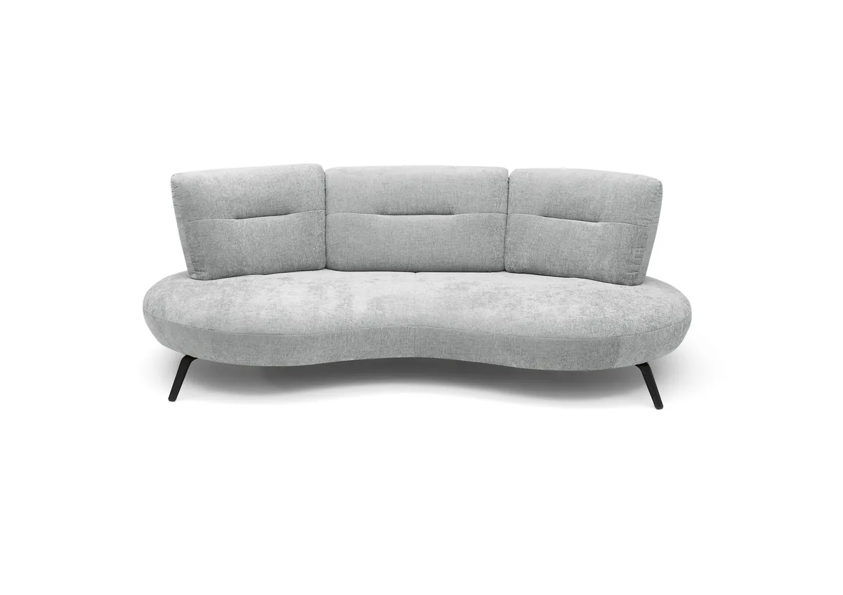 Nierensofa PACEY - 3-Sitzer, Stoff, Hellgrau