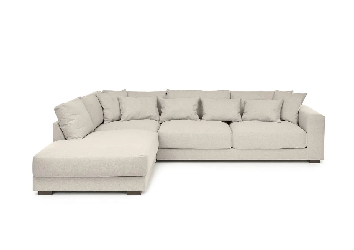 Ecksofa - Ecke links, 3-Sitzer, Stoff, Beige
