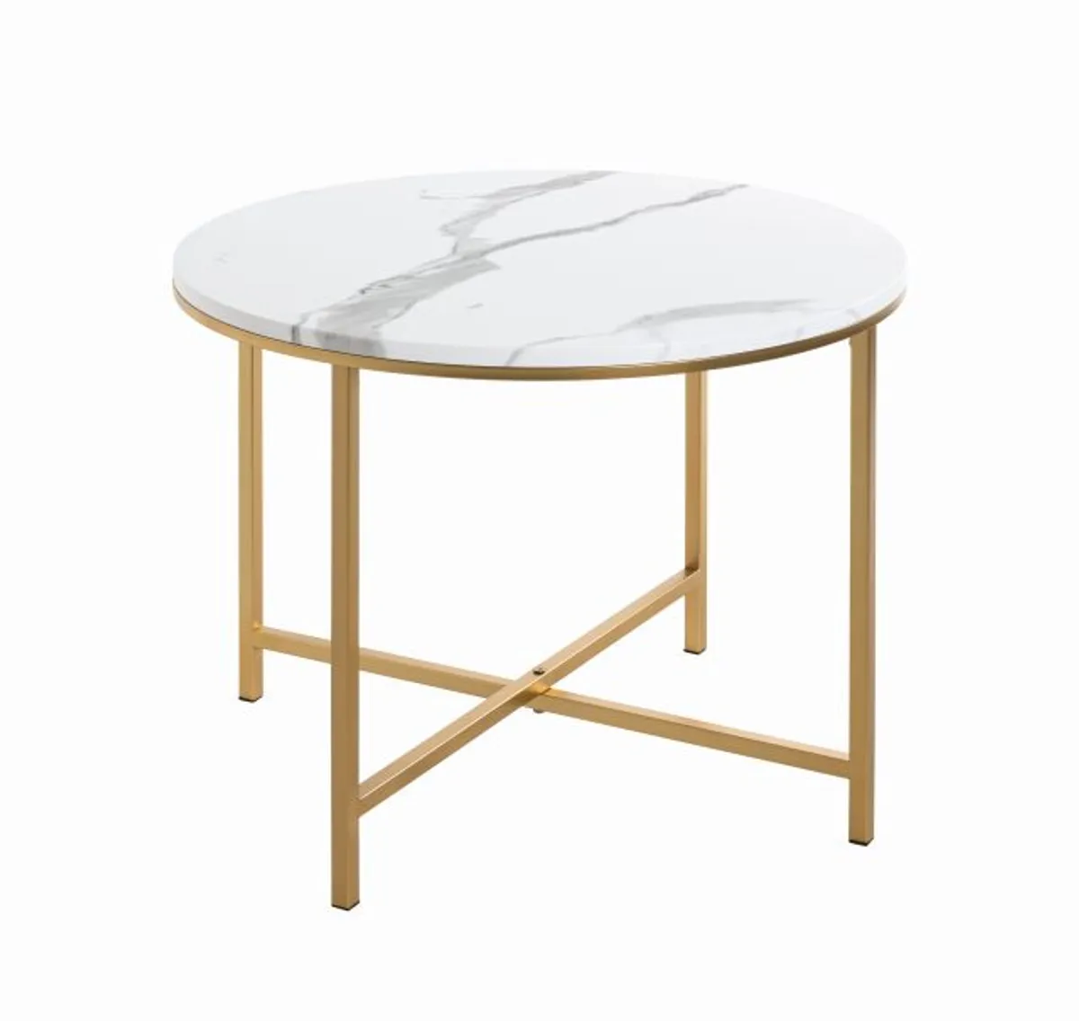 Beistelltisch - D/H ca. 60x45 cm, Marmoroptik, Goldfarben