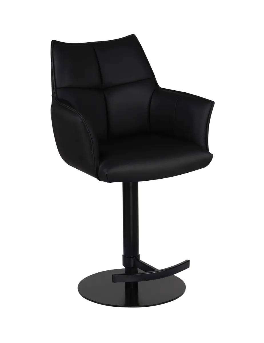 Barhocker MELE - drehbar, höhenverstellbar, Leder, Schwarz