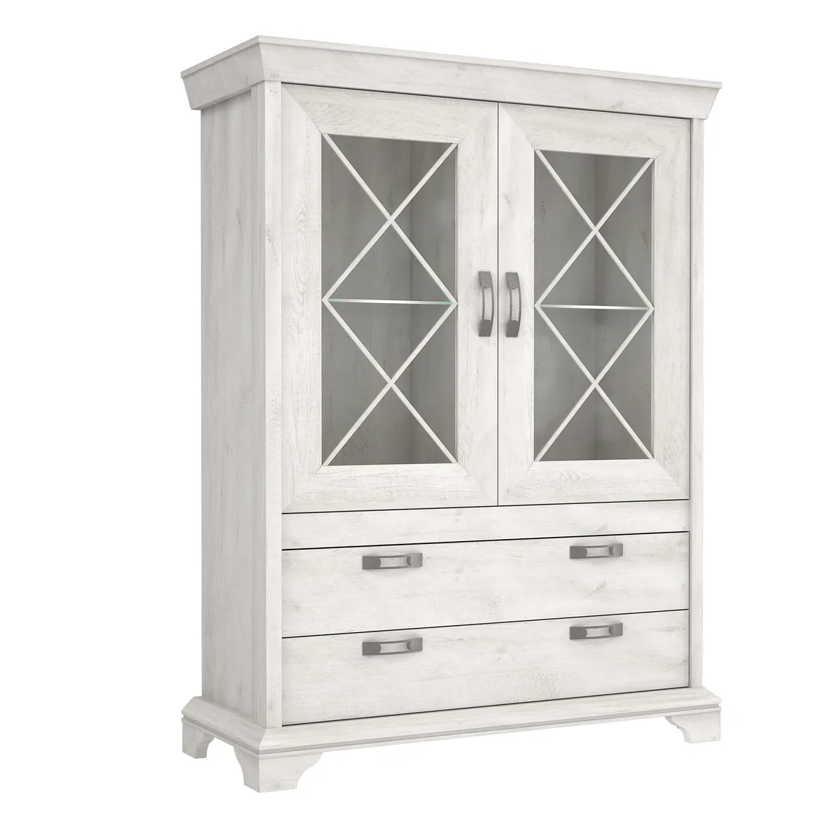 Vitrine FIRENZ - mit Beleuchtung, Pinie Dekor