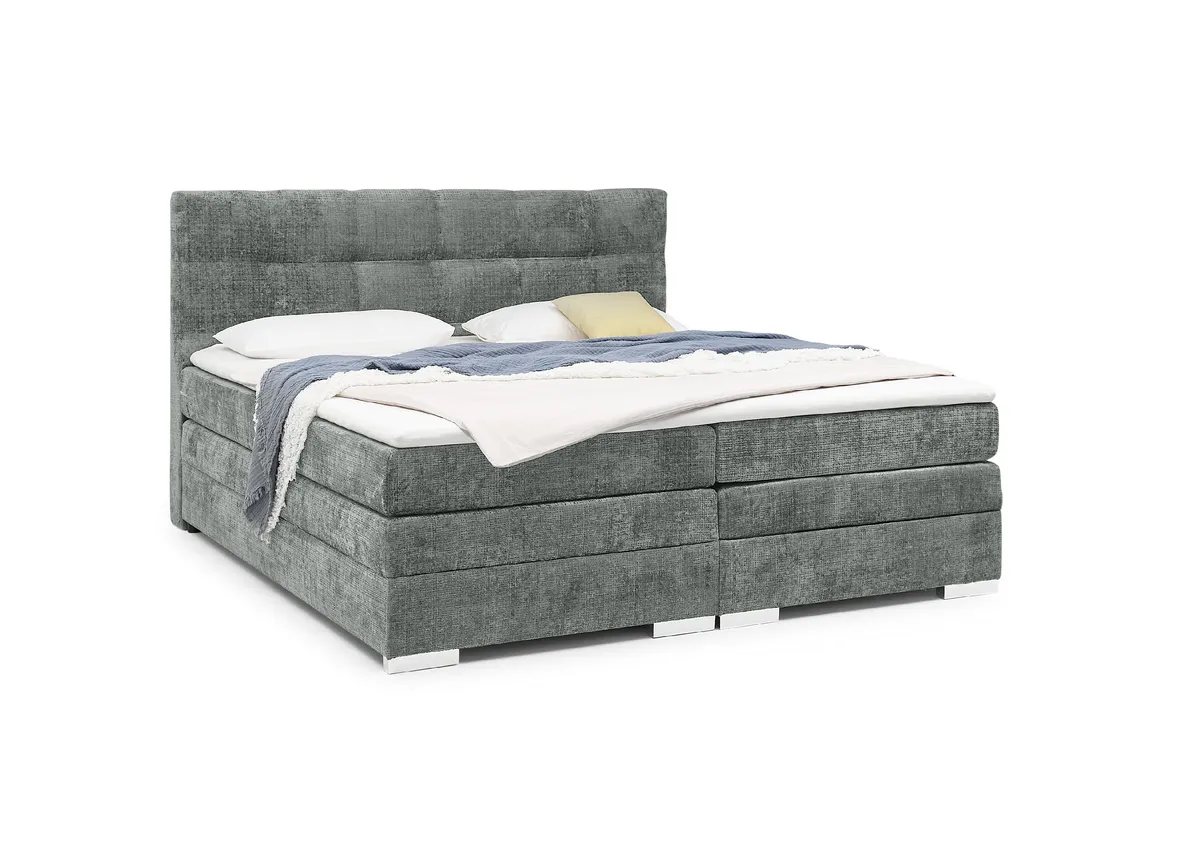 Boxspringbett SANDRIN I- Liegefläche ca. 200x200 cm, Stoff, Grau
