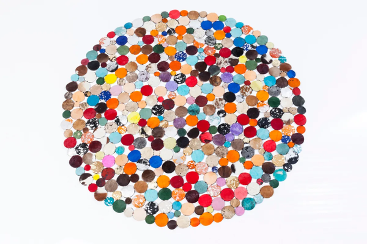 Teppich- D ca. 150 cm, Echtfell, Multicolor