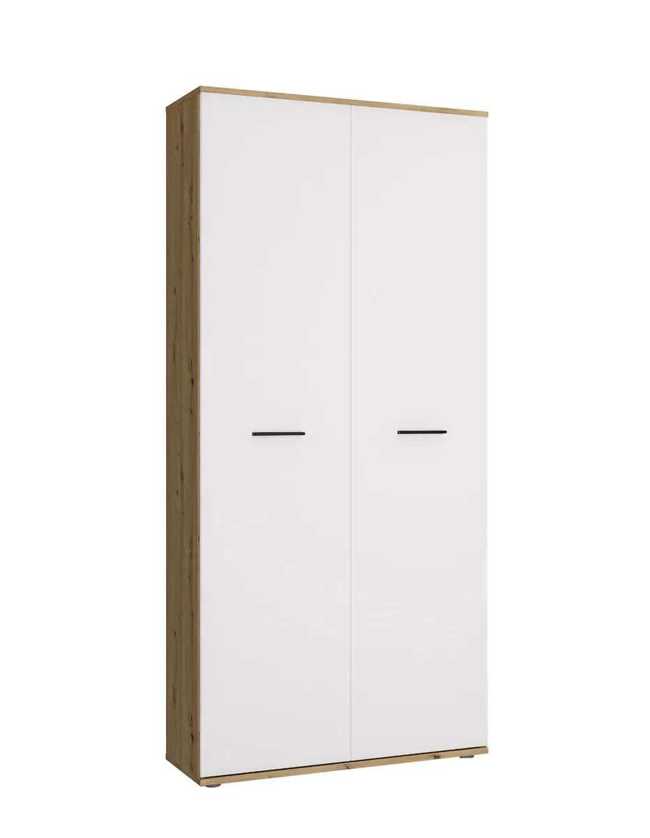 Schuhschrank - B ca. 90 cm, Artisan Eiche Nachbildung, Weiß