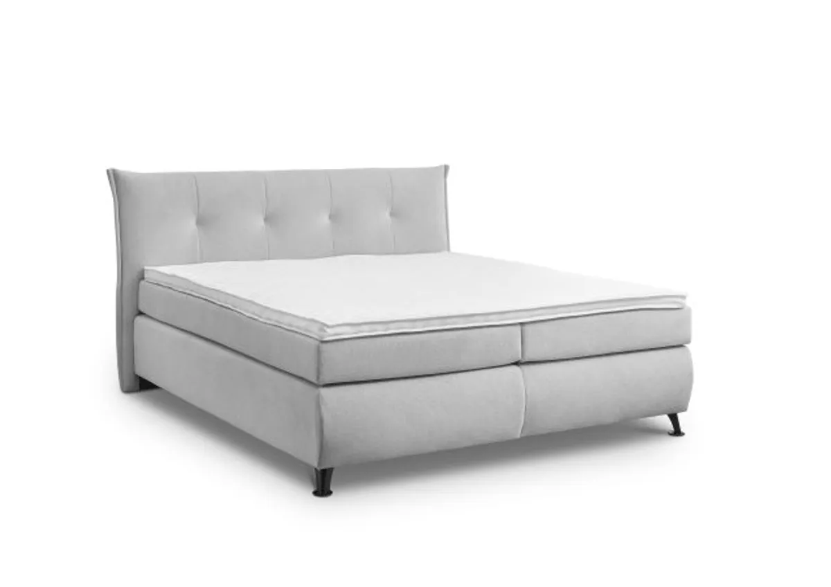 Boxspringbett HAROA- Liegefläche ca. 180x200 cm, Stoff, Hellgrau, Bonell/Bonell