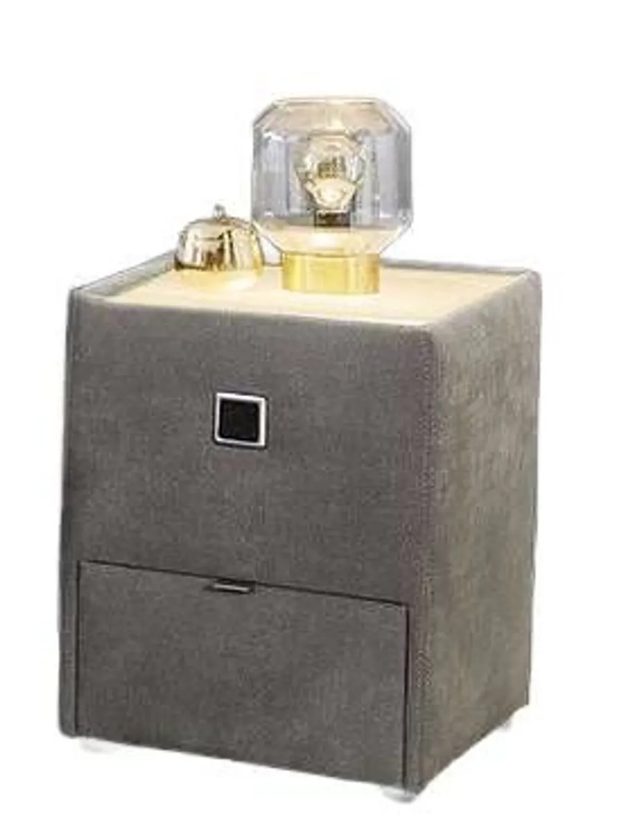 Nachtisch- inkl. LED-Beleuchtung, Stoff, Grau