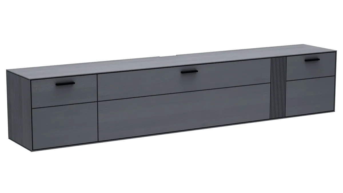 Lowboard Estana - Eiche massiv, Anthrazit 