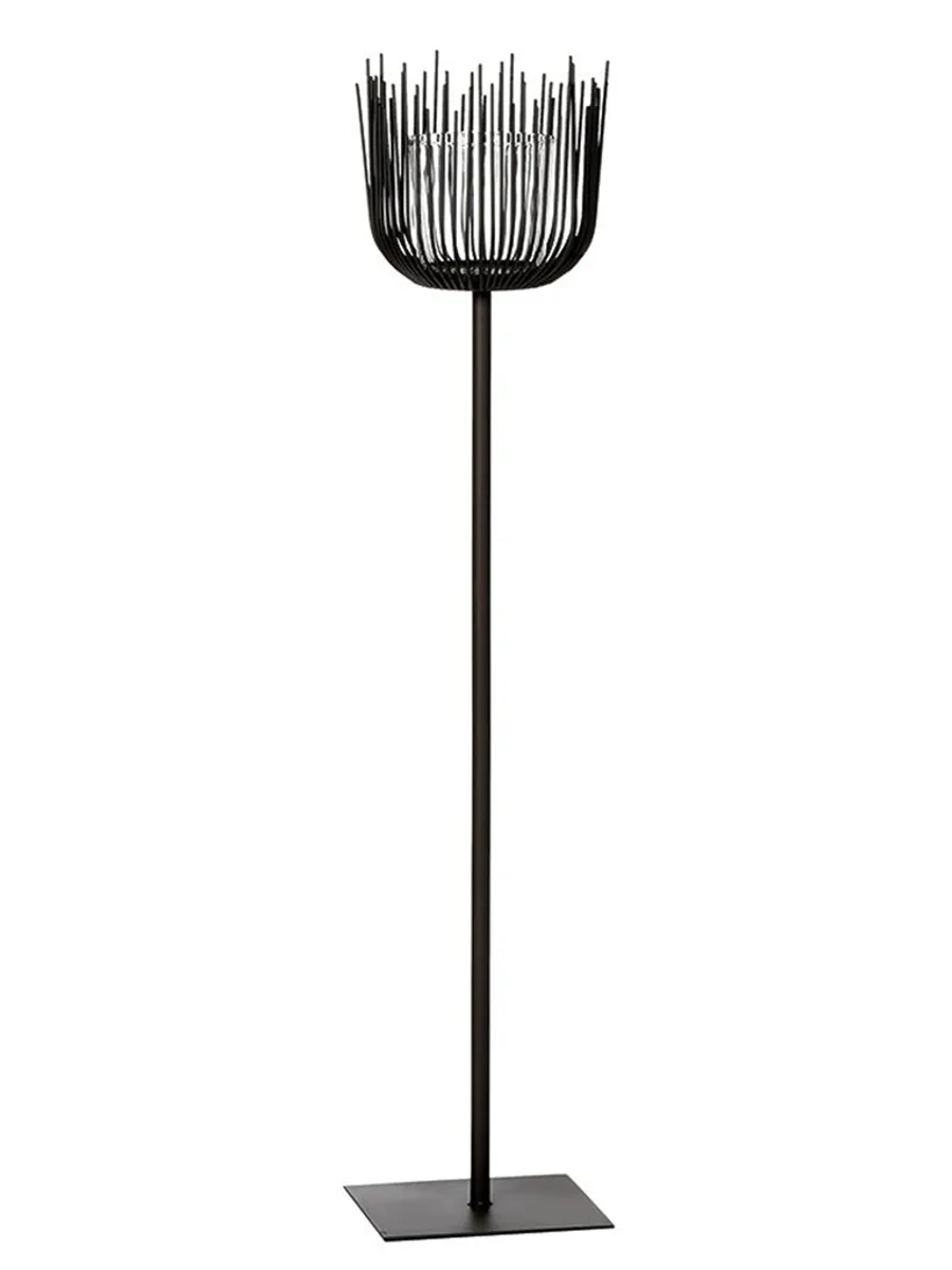 Windlicht - Eisen/Glas, H ca. 150 cm, Schwarzbraun/Klar