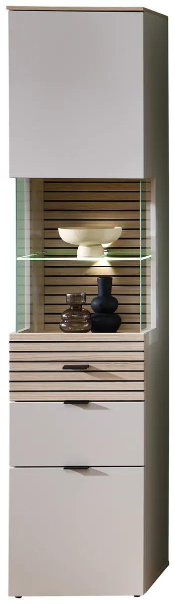 Vitrine - mit Beleuchtung, B ca. 45 cm, Kaschmir, Riva Eiche Nachbildung