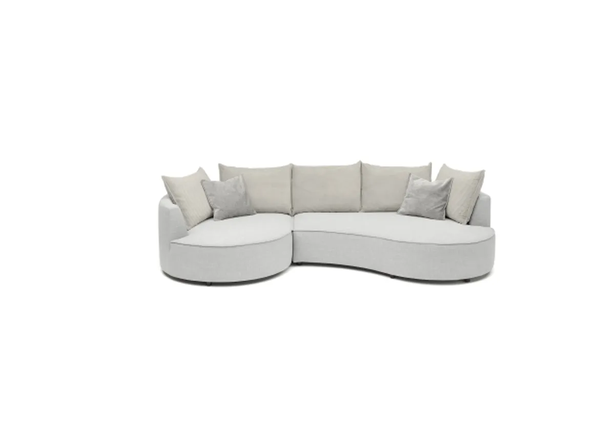 Ecksofa - Ecke links, 2-Sitzer, Stoff, Silberfarben