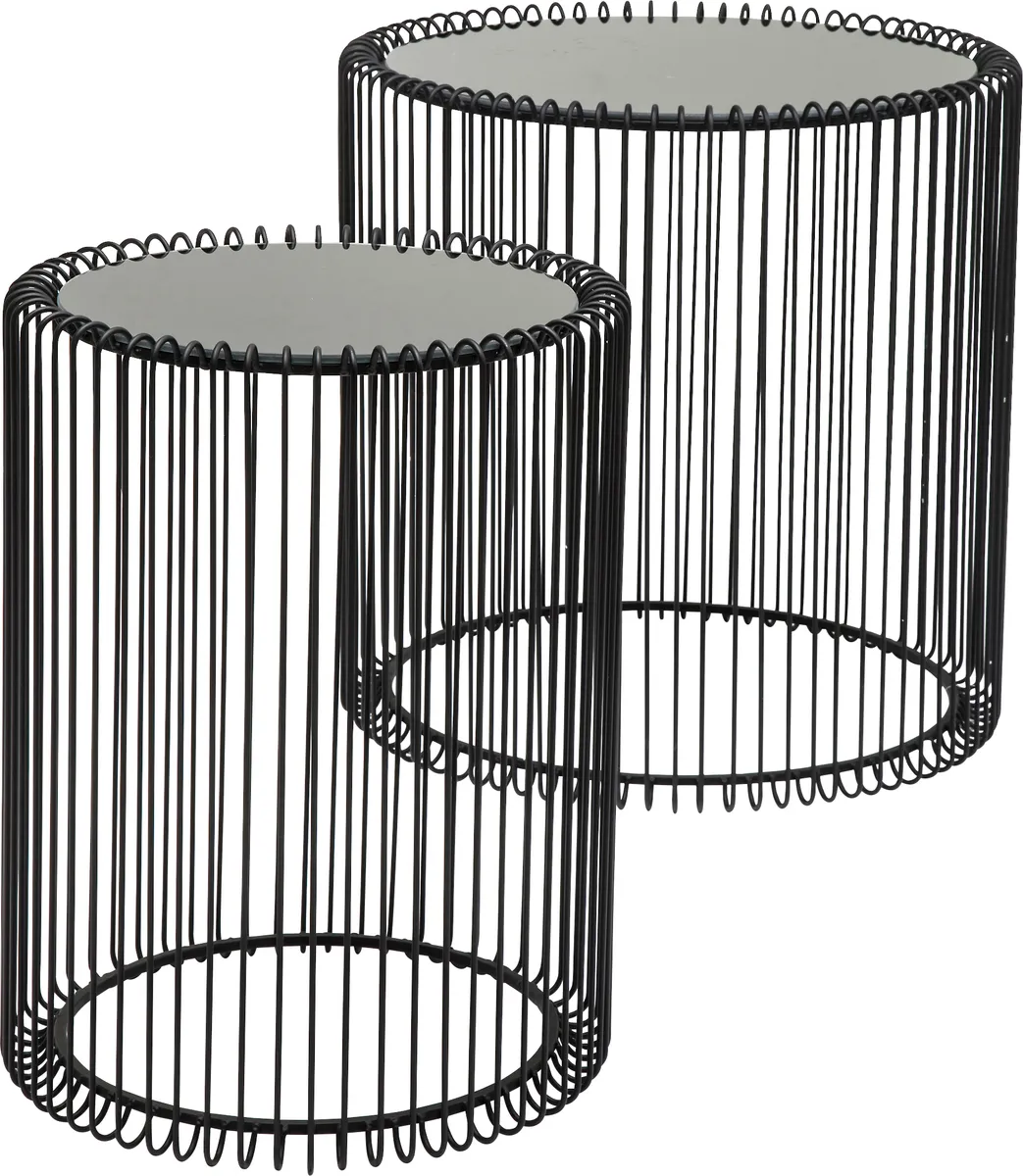 Beistelltisch-Set- Stahl, Schwarz, Glas, Schwarz