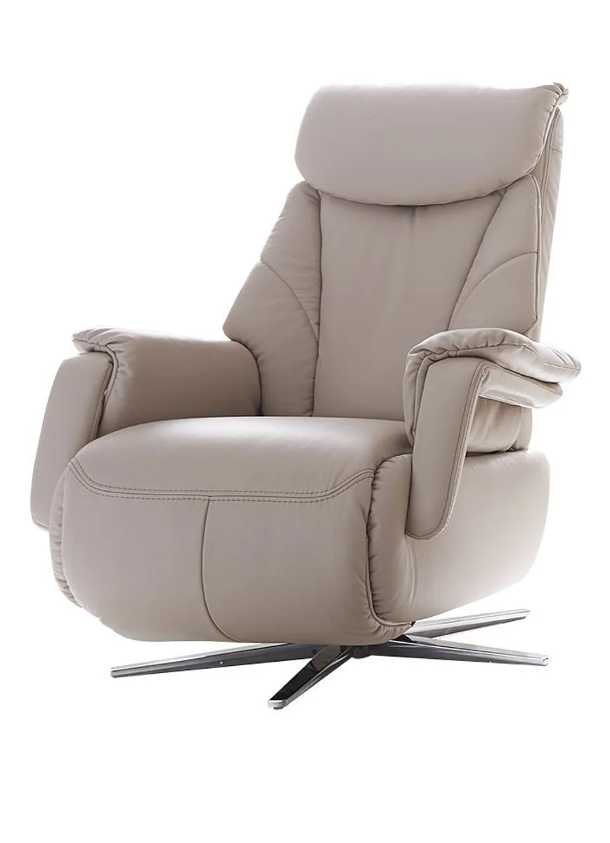 TV-Sessel Swing - Relaxfunktion motorisch, Größe S, Leder, Beige