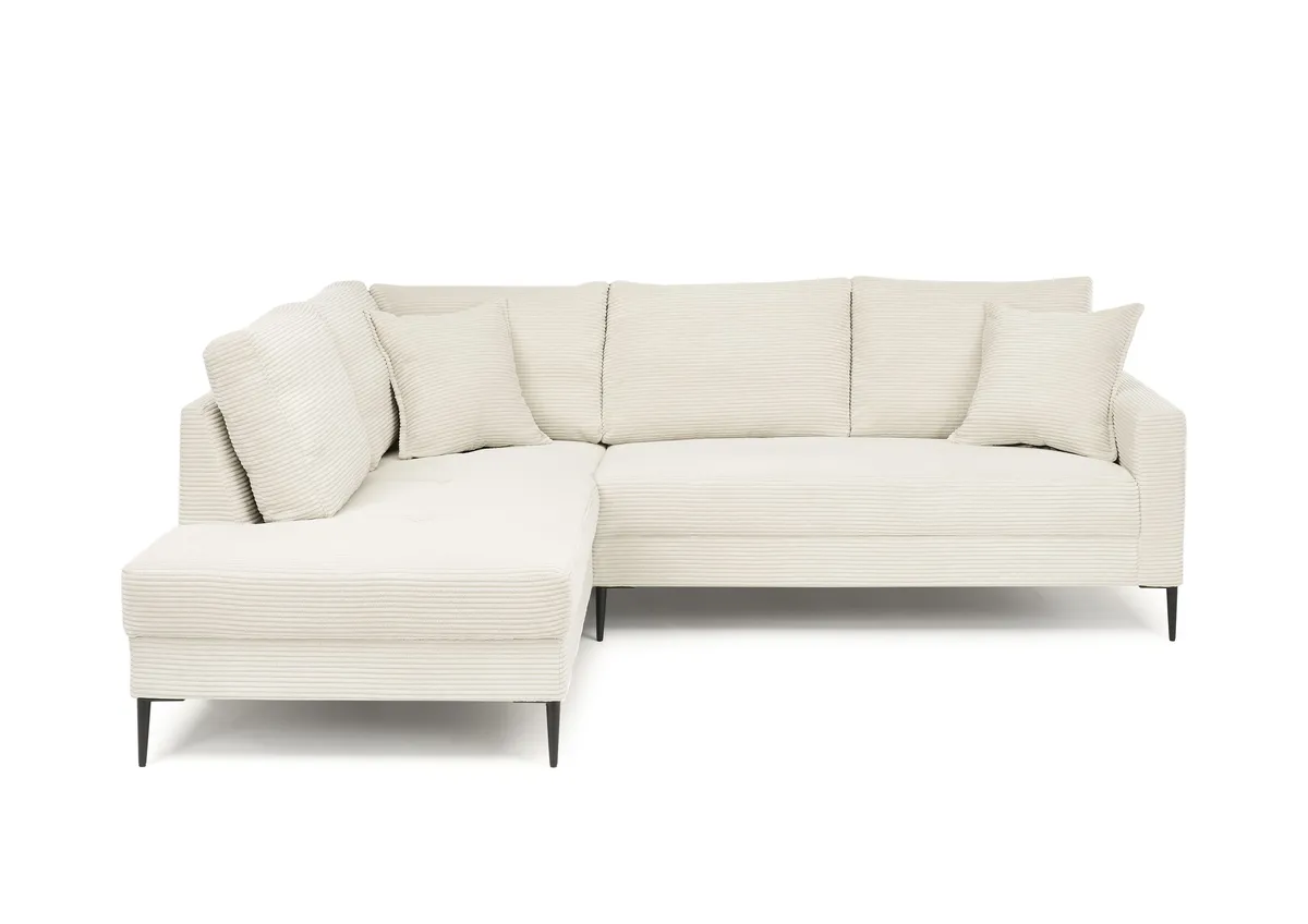Ecksofa - Ecke links, 3-Sitzer, Stoff, Creme