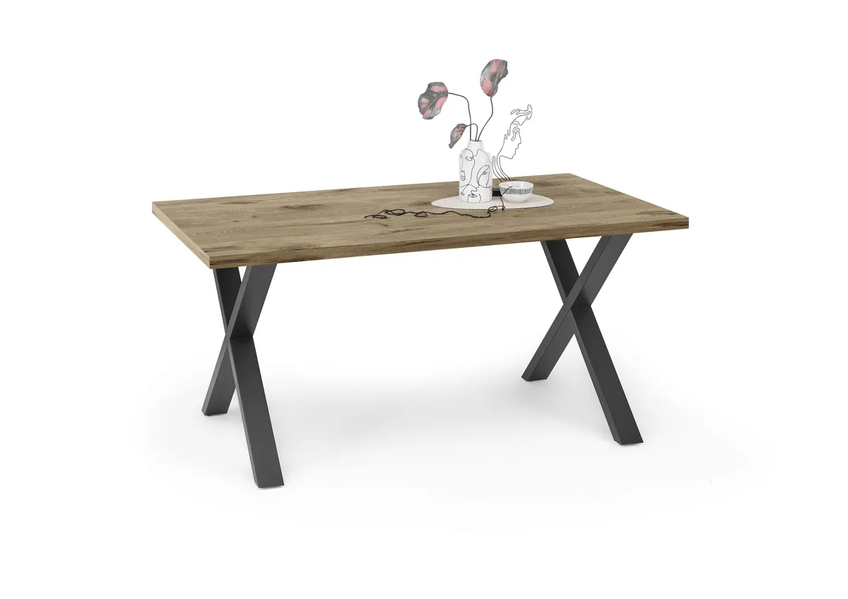 Esstisch - LB ca. 140x90 cm, Viking Eiche, Schwarz