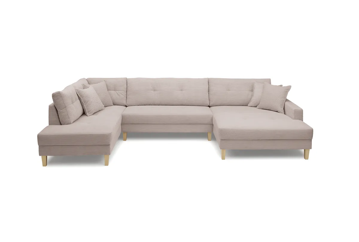 Wohnlandschaft - Ecke links, 2-Sitzer, Longchair rechts, Stoff, Rosa