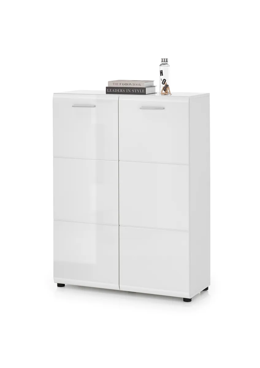 Schuhkommode- Weiß, Weiß, Hochglanz