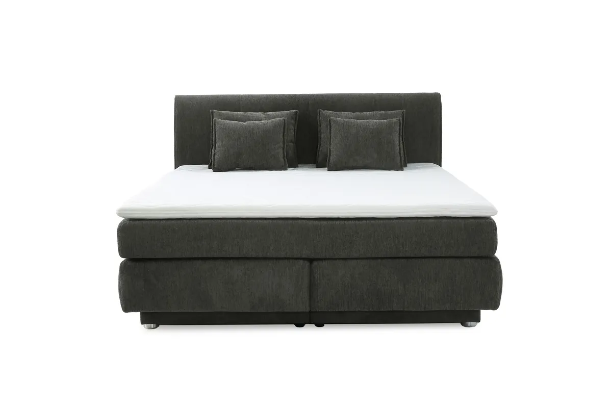 Boxspringbett JILLIAN MIX- Liegefläche ca. 180x200 cm, Stoff, Dunkelgrau
