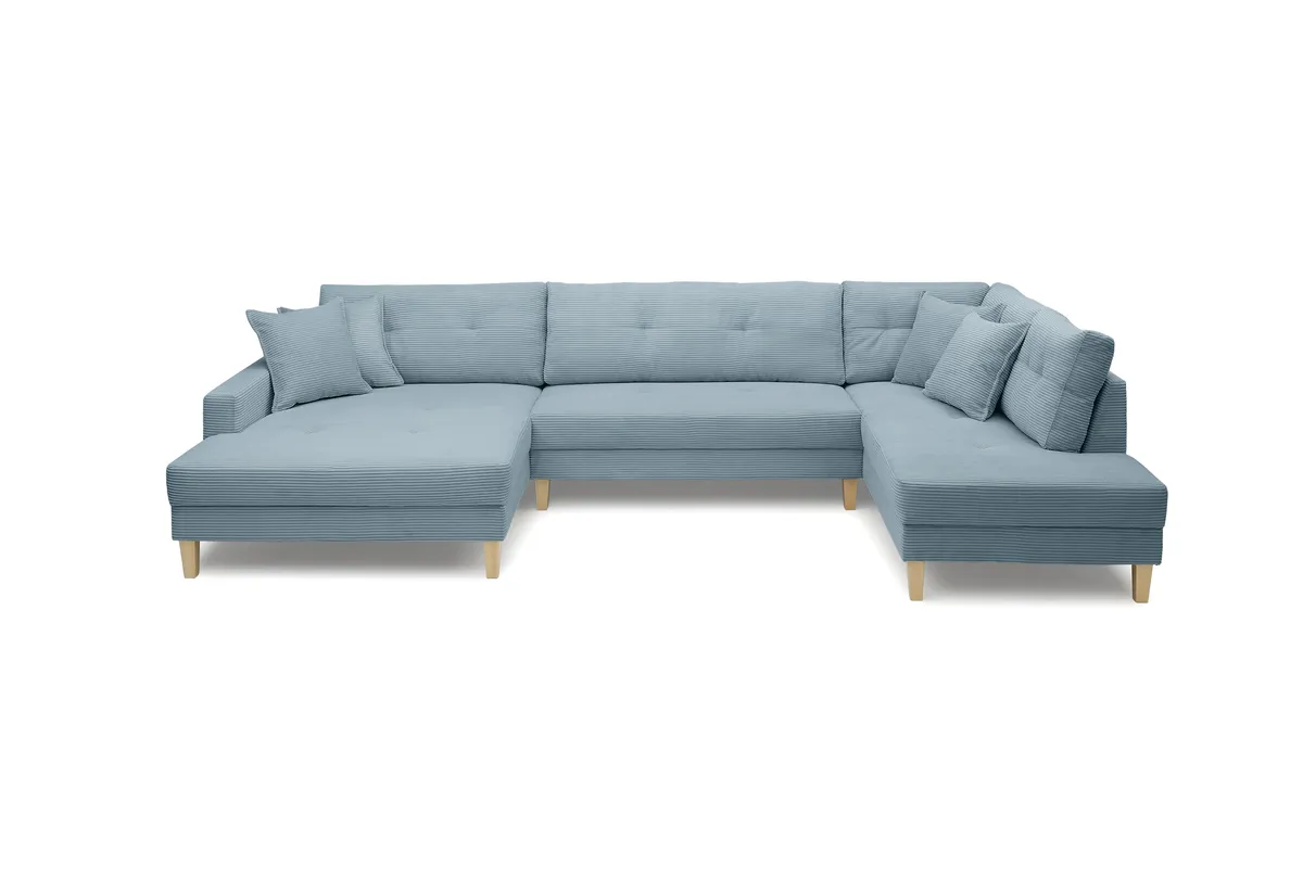 Wohnlandschaft - Longchair links, 2-Sitzer, Ecke rechts, Stoff, Petrol