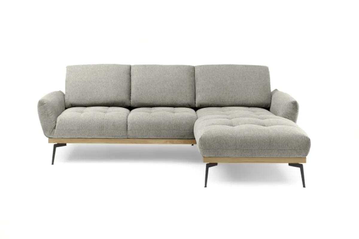 Ecksofa EDDIE - 2-Sitzer, Ecke rechts inkl. Rückenverstellungen, Stoff, Taupe