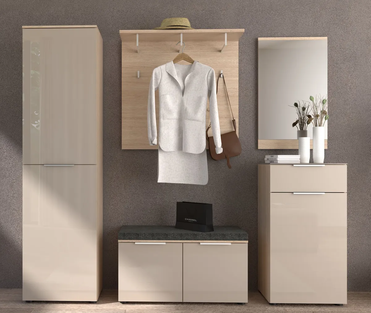 Garderobe - Riva Eiche Nachbildung, Kaschmir