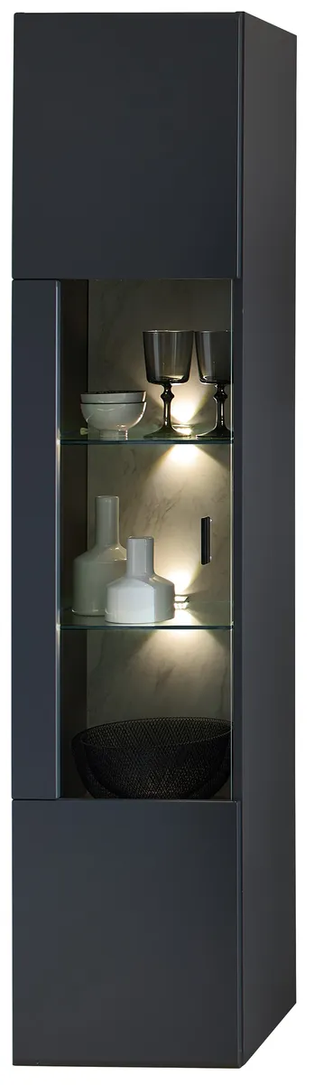 Vitrine - mit Beleuchtung, B ca. 40 cm, Graphit, Marmor Nachbildung hell