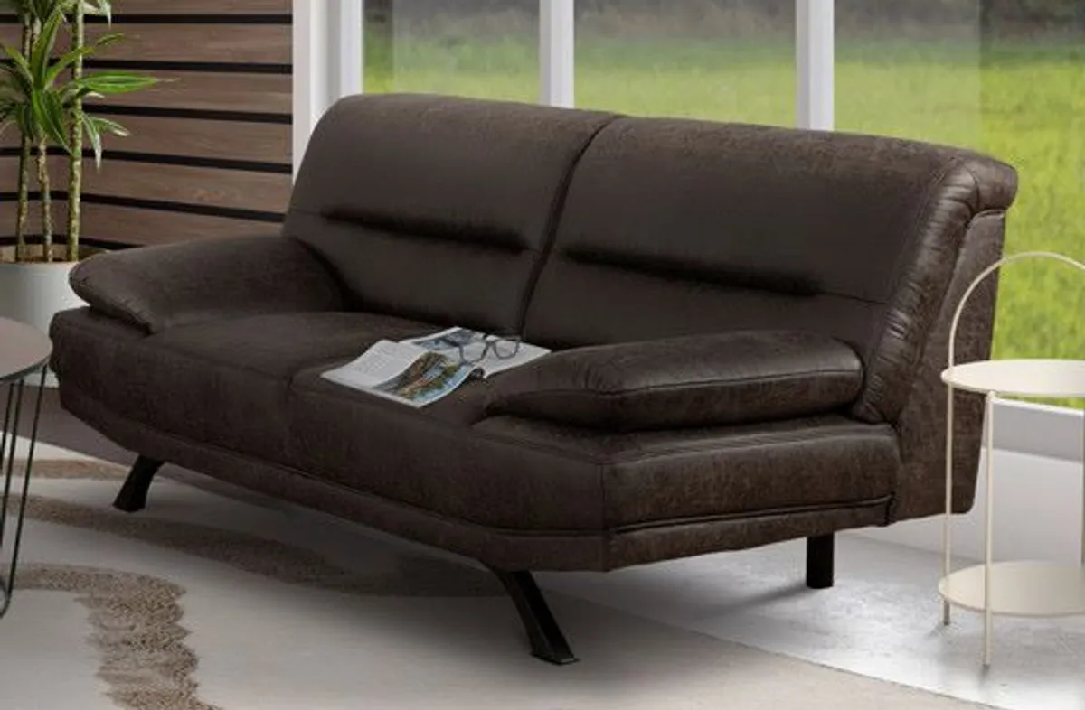 Sofa - 2-Sitzer, Stoff, Braun