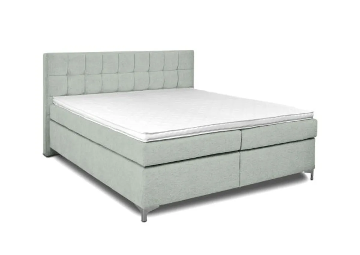 Boxspringbett HINDA- Liegefläche ca. 180x200 cm, Stoff, Hellgrün, Bonell/Bonell