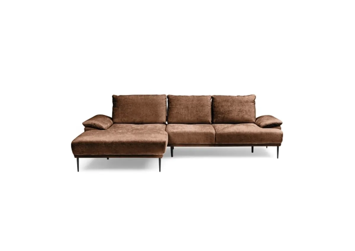 Ecksofa ENRIK - Ecke links, 2,5-Sitzer inkl. Sitztiefenverstellungen, Stoff, Orange