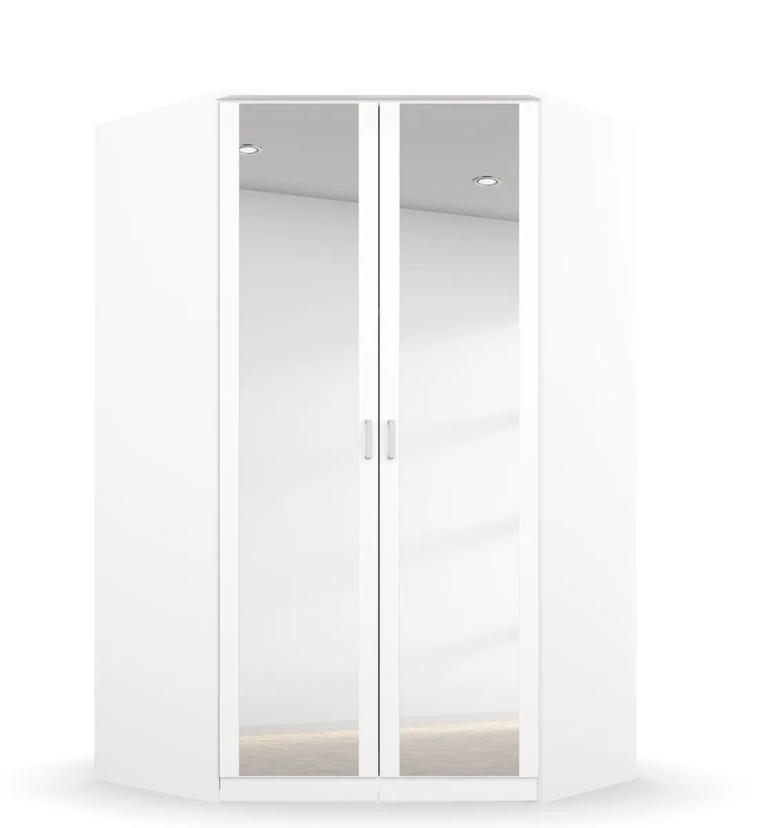 Eckschrank ROYAN- B ca. 117 cm, Weiß, Spiegel