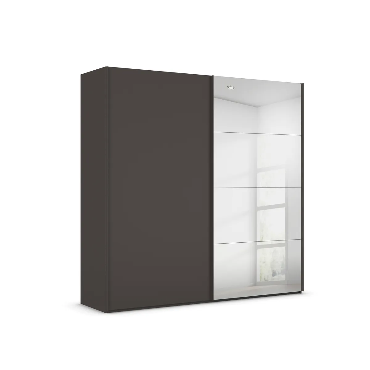 Schwebetürenschrank ROVERO- B ca. 225 cm, Graphit, Spiegel