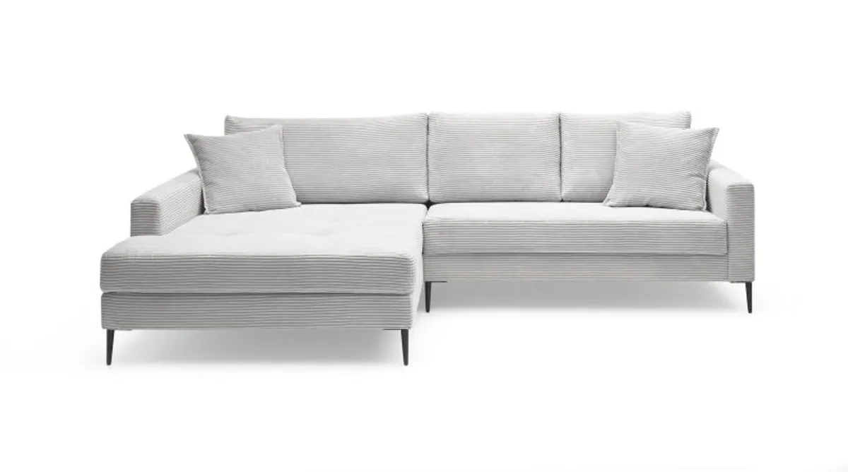 Ecksofa-  Ecke links, 3-Sitzer,Stoff, Hellgrau